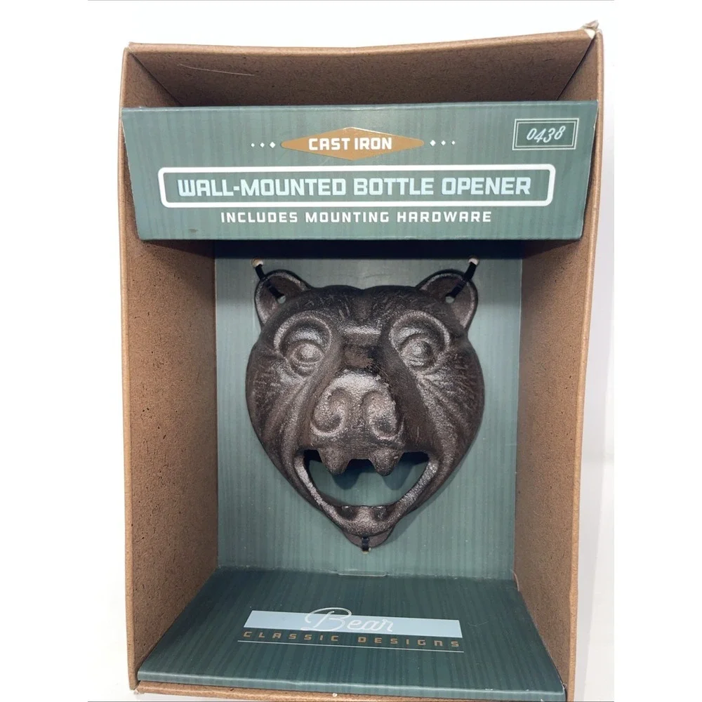 Cast Iron Bear Wall Mounted Bottle Opener NIB Includes Mounting‎ Hardware